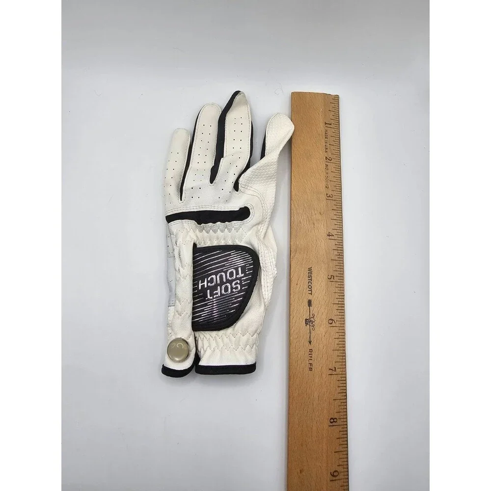 Soft Touch Golf Glove White Black Youth Womens Small Left Hand Leather Grip